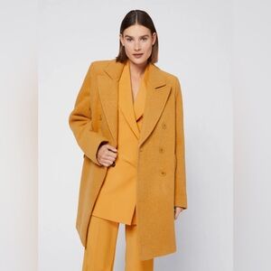 & Other Stories Double Breasted Wool Blend Coat in Goldenrod, Sz 8